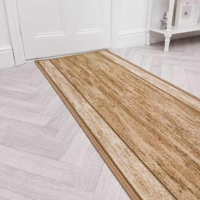 runrug Rama Hallway Runner Rug in Beige, Non-Slip and Hardwearing, W: 100 cm, L: 270 cm