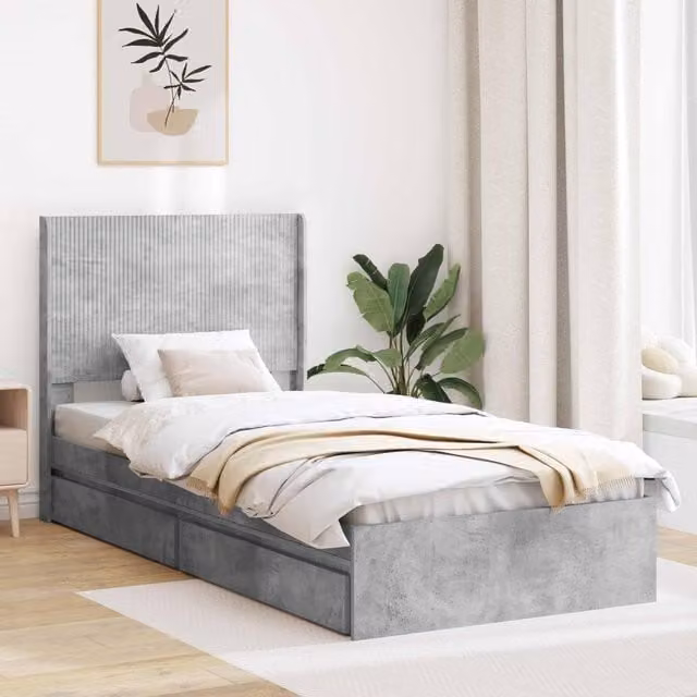 Berkfield Home Bed Frame with Headboard and Lift Up Storage Base, Grey, W/D/H: 90 x 190 cm – 1