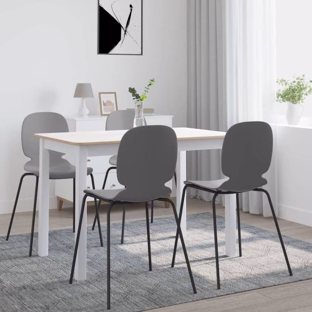 Berkfield Home Durable Rectangular Dining Table in White and Brown, Solid Rubberwood and MDF, W: 114 cm, D: 71 cm, H: 75 cm – 2