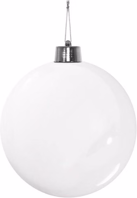 KDMD White Shiny Shatterproof Round Christmas Bauble, Diameter: 20 cm
