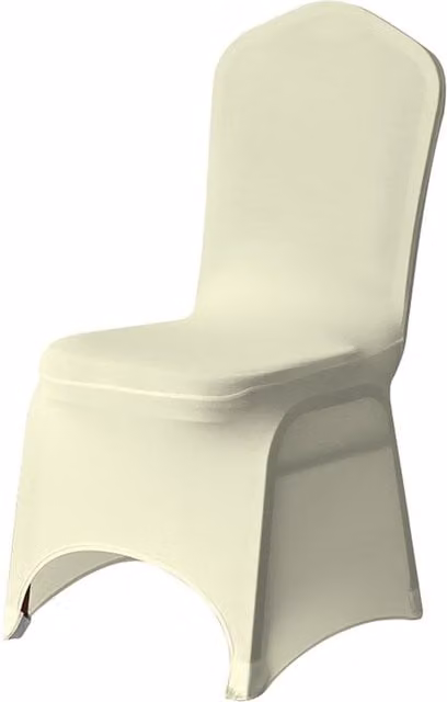 Neel Blue Spandex Arched Front Dining Chair Slipcovers in Ivory, Stretchable and Washable Fabric