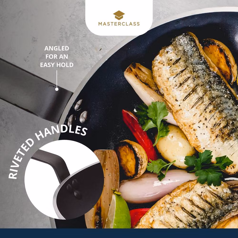 MasterClass Heavy Duty Non-Stick Aluminium Frying Pan, 32 cm, Grey or Black – 7