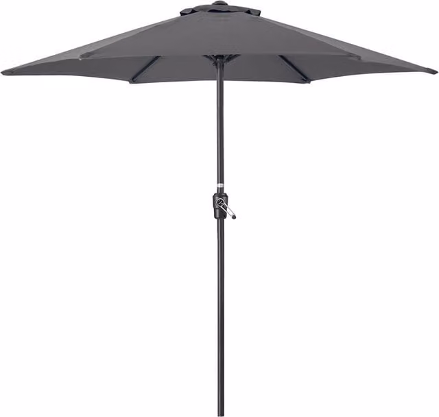 Christow Grey Garden Parasol Umbrella with Steel Frame and Polyester Canopy, Diameter: 240 cm