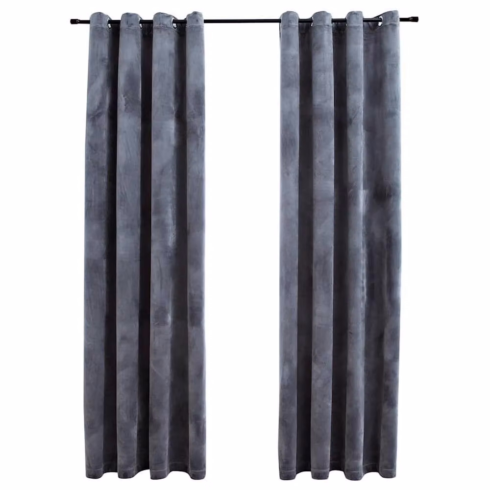 Berkfield Home Elegant Blackout Velvet Curtains with Eyelets, 2 Pack, Anthracite Grey, W: 140 cm, H: 245 cm – 3