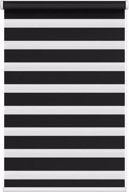 New Edge Blinds Black and White Day & Night Zebra Roller Blind, W: 80 cm, H: 165 cm