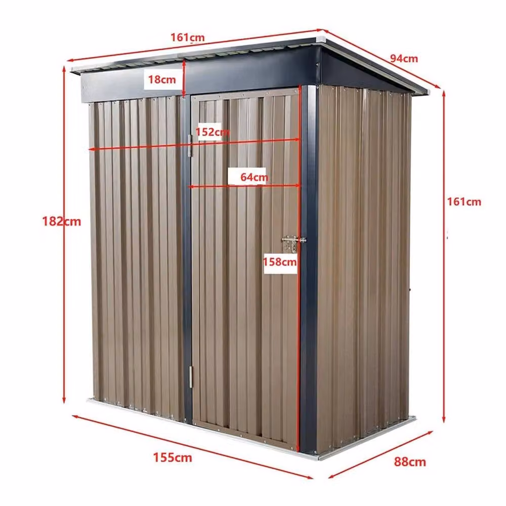 FLAVORA Heavy Duty Pent Garden Storage Shed in Brown, Galvanised Steel Metal Construction – 2
