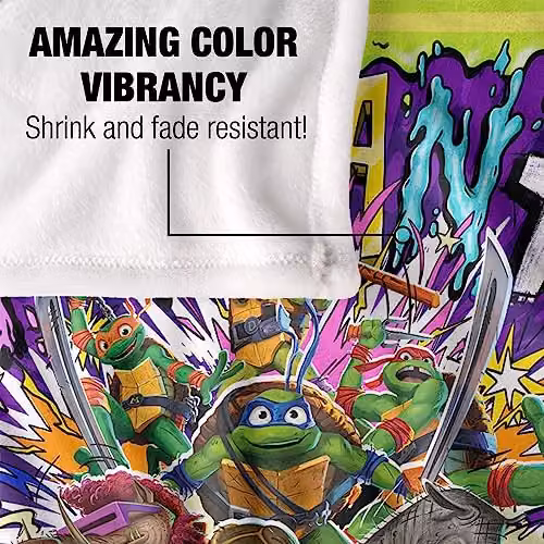 Nickelodeon Teenage Mutant Ninja Turtles Mutant Mayhem Turtle Vs Baddies Multicolour Super Soft Silky Feel Fleece Blanket – 3