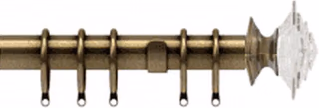 New Edge Blinds 35mm Metal Curtain Pole Set with Luxe Aztec Finial in Gold and Bronze, Width: 80 cm