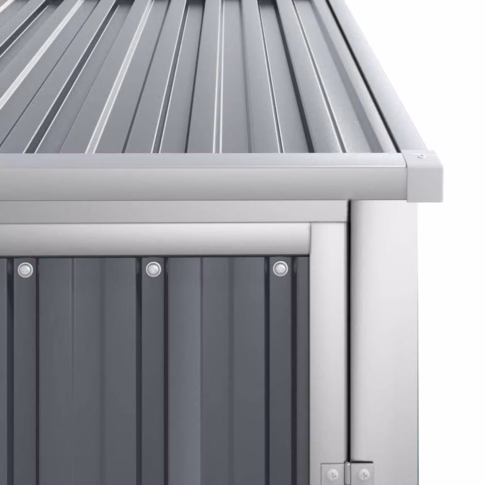 Berkfield Home Grey Galvanised Steel Garden Tool Shed Tall Cabinet W/D/H: 88 x 89 x 161 cm – 5