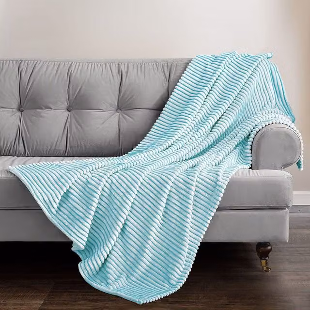 Velosso Modern Printed Cord Throw Blanket in Petrol Blue, W/D/H: 127 x 152 cm