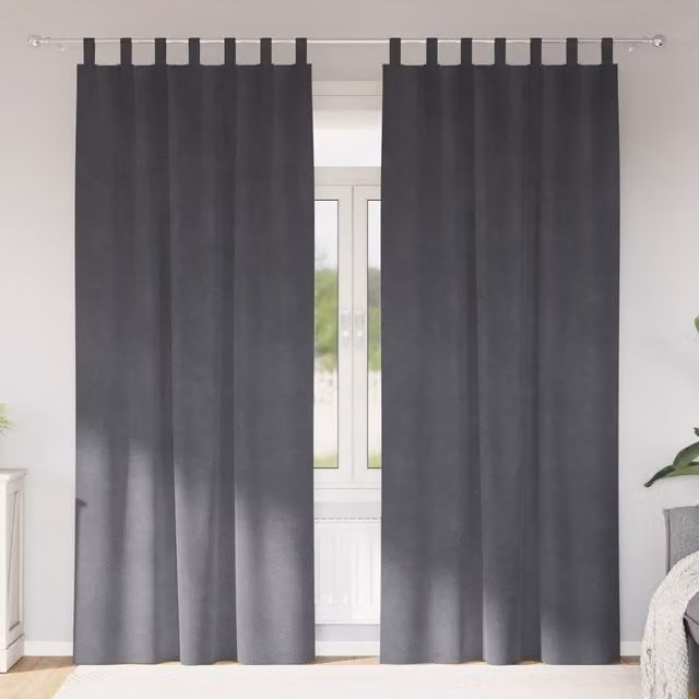 Berkfield Home Blackout Velvet Curtains with Hanging Loops, 2 Pack, Super Light Grey, W: 140 cm, H: 260 cm – 1