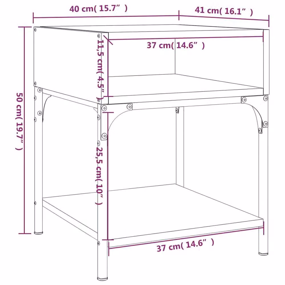 Berkfield Home Elegant Bedside Tables, 2 Piece Set in Smoked Oak Brown, W/D/H: 40 x 41 x 50 cm – 4