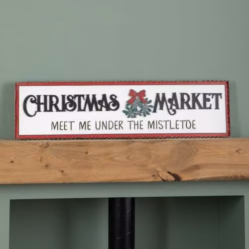 Samuel Alexander Black and White Wooden Christmas Market Hanging Sign