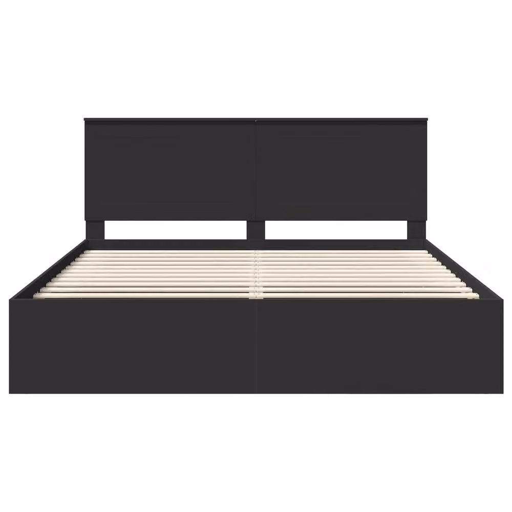 Berkfield Home Modern Bed Frame with Headboard in Black Solid Pine Wood, 200 x 200 cm – 3