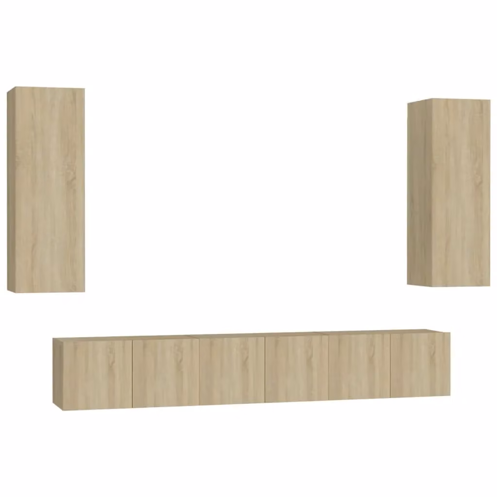 Berkfield Home 5 Piece Sonoma Oak TV Cabinet Set in Brown – 2