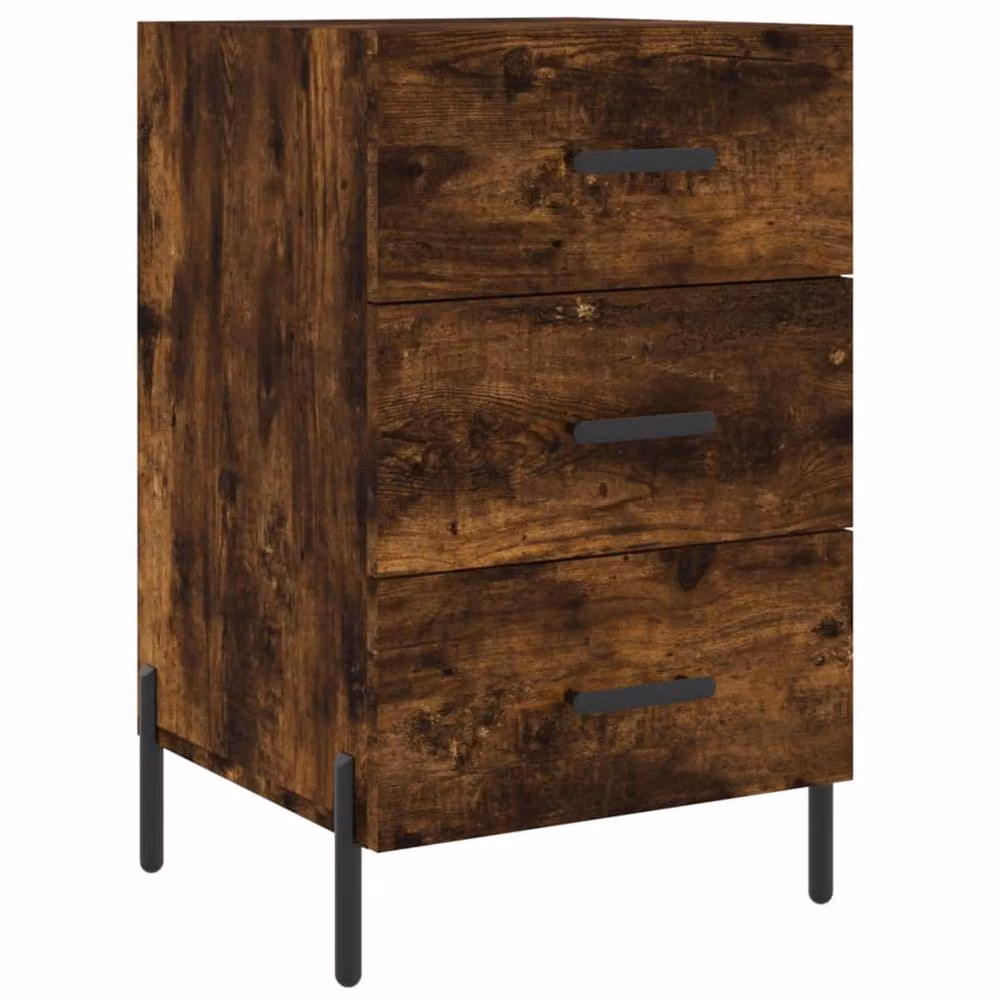 Berkfield Home Modern Bedside Cabinet in Smoked Oak Brown, W/D/H: 40 x 40 x 66 cm – 3