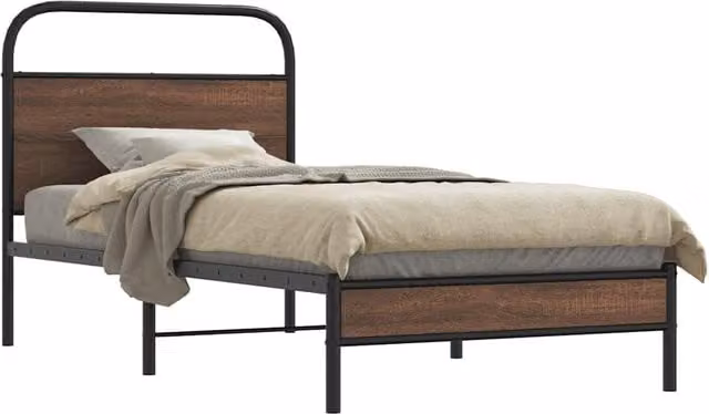 Berkfield Home Classic Bed Frame in Brown Oak, W/D/H: 90 x 190 cm – 1