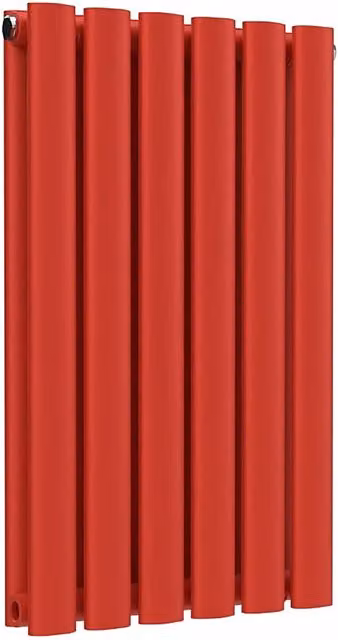 Lux Heat Oval Horizontal Double Radiator in Red, W: 60.0 cm, H: 36.0 cm
