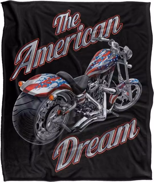 JQ Licensing James Piazza The American Dream Motorcycle Super Soft Fleece Throw Blanket, White, W/D/H: 152 x 127 cm – 6