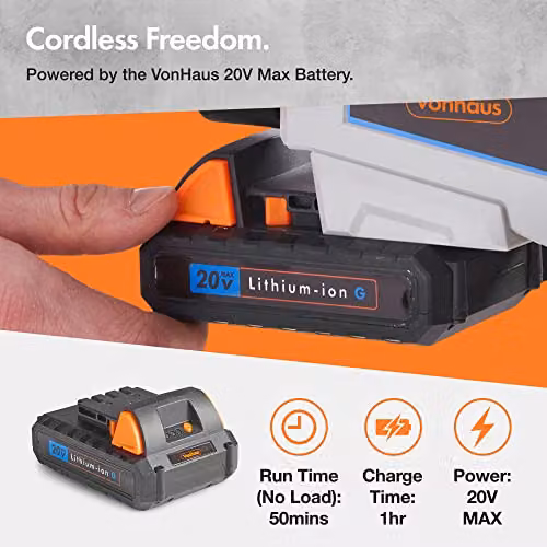 VonHaus 20V Max Cordless Reciprocating Hedge Trimmer with Rechargeable Battery and Charger, Grey, Black and Orange – 4
