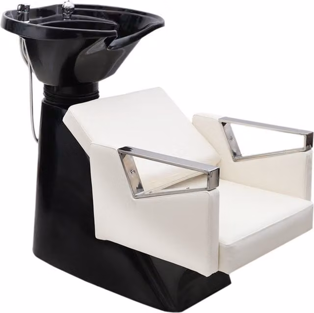 Lifeideas Modern Salon Barber Shampoo Bowl Chair with PVC Leather in White