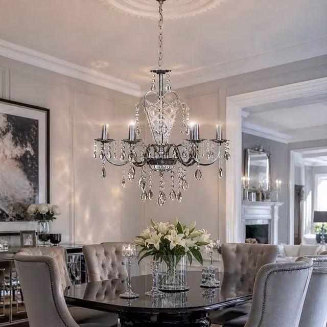 Orsina Carrington Silver and Chrome Crystal Ceiling Chandelier