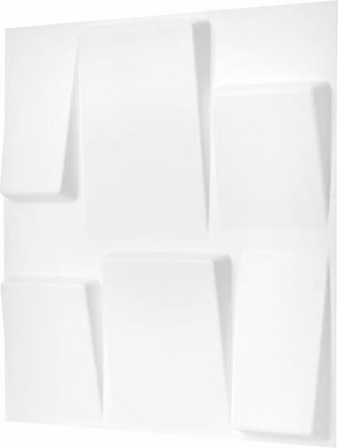 NOVECRAFTO Geometric Square 3D Wall Panels in Matt White with Adhesive Included, 20 Pack