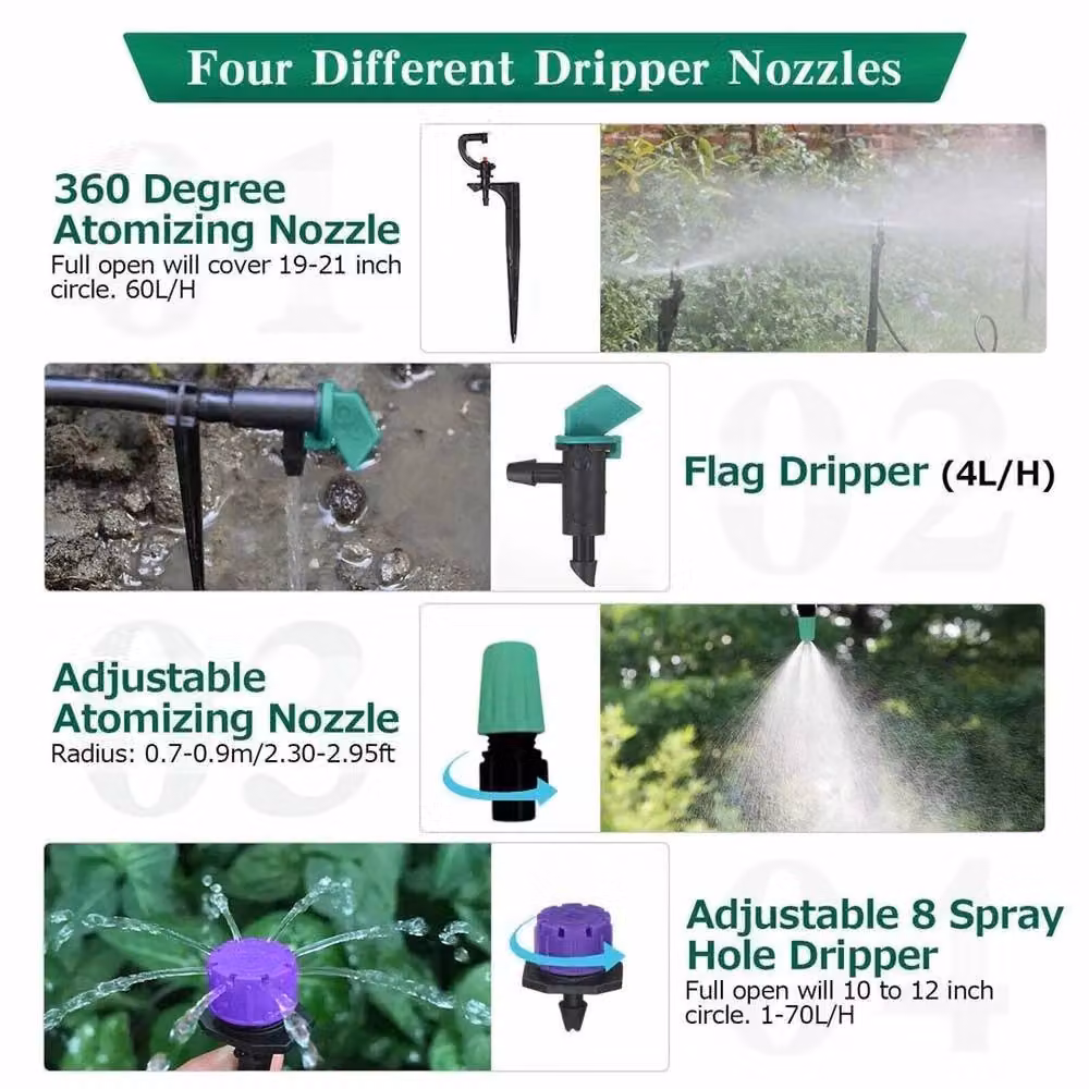 NESTLUNE 30m Automatic Drip Irrigation System with Micro Sprayer in Black – 4