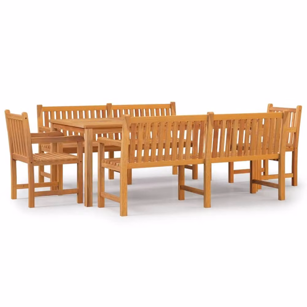 Berkfield Home 5 Piece Garden Dining Set in Brown Solid Teak Wood
