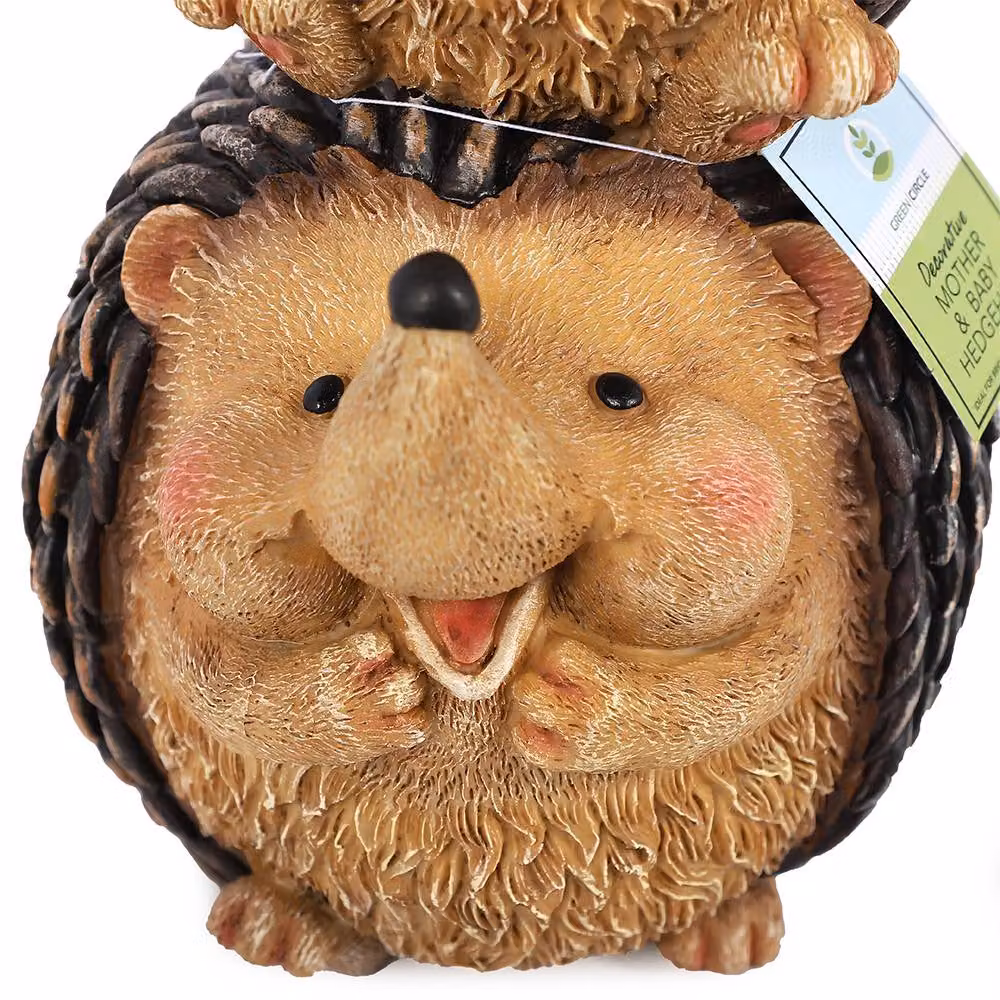 Voltico Mummy and Baby Hedgehog Garden Ornament, Brown, H 30 x W 16 x D 16 cm – 4