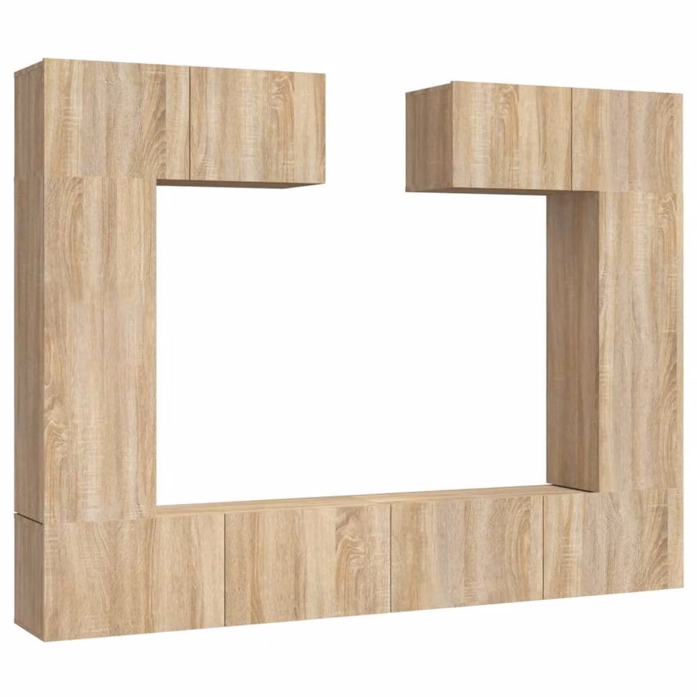 Berkfield Home Classic 6 Piece TV Cabinet Set in Sonoma Oak and Light Brown Engineered Wood – 2