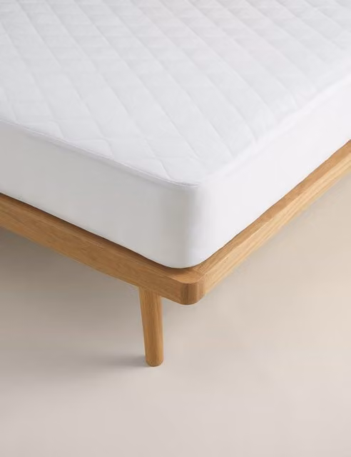 M&S Simply Soft White Polyester Fibre Mattress Protector, W/D/H: 140 x 200 cm