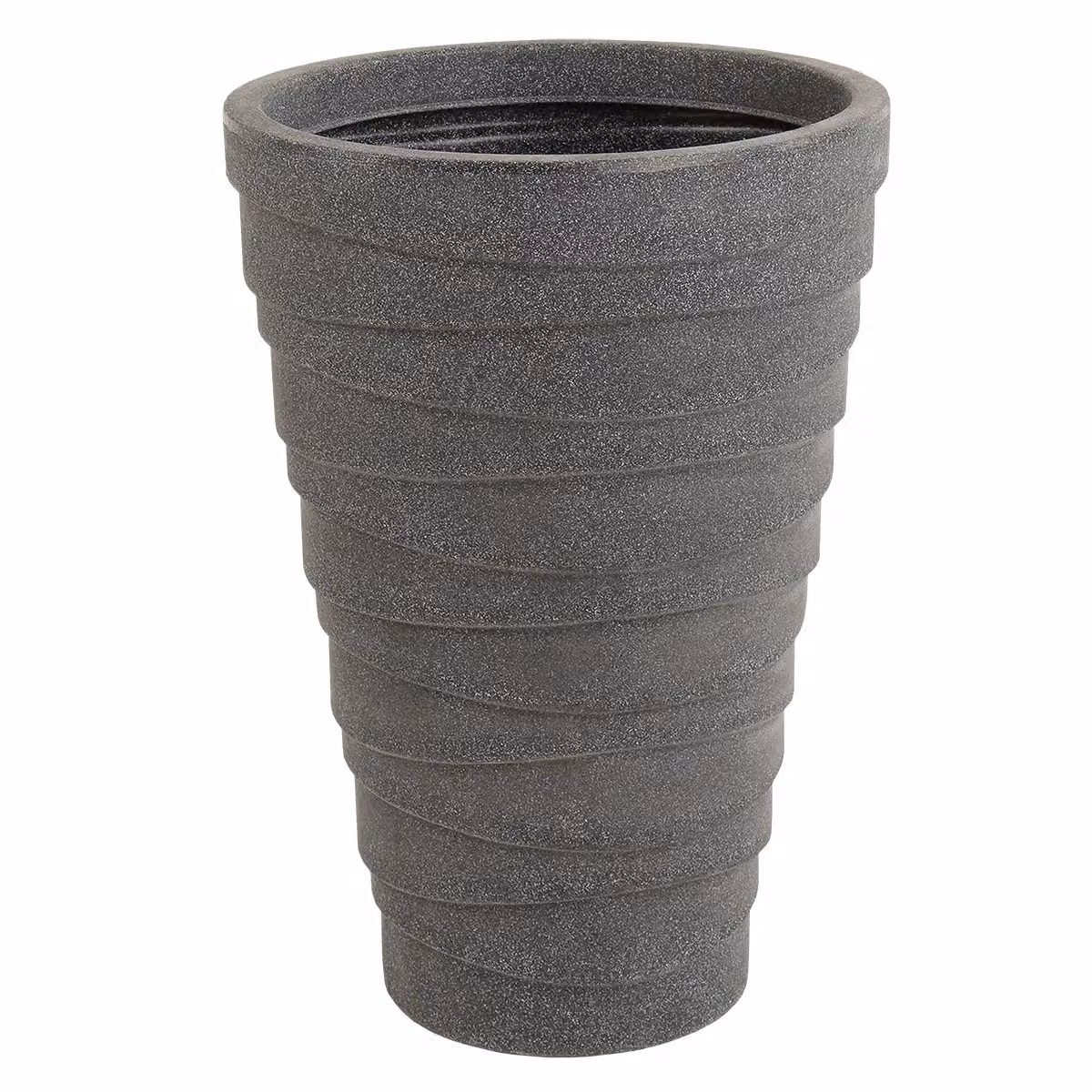 Charles Bentley Set of 2 Trojan Round Charcoal Plastic Planters, Grey, W/D/H: 38 x 38 x 56 cm – 3