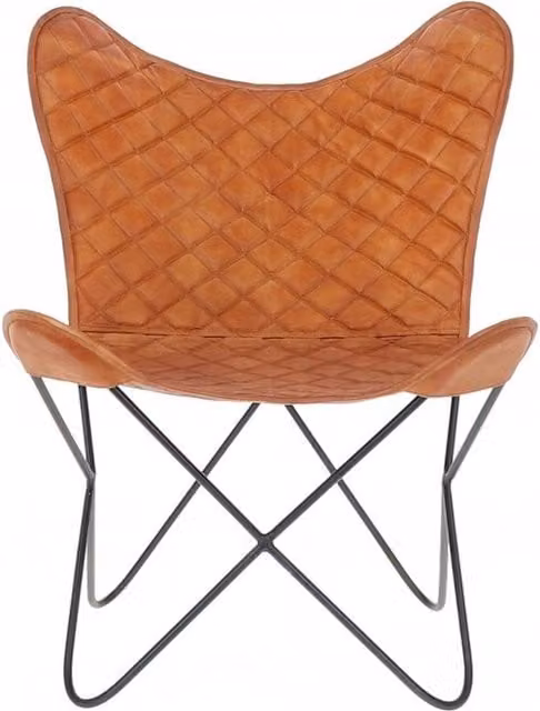 Ashwood Hariana Butterfly Lounge Chair DPC 002 with Tan Leather and Solid Ash Wood Frame