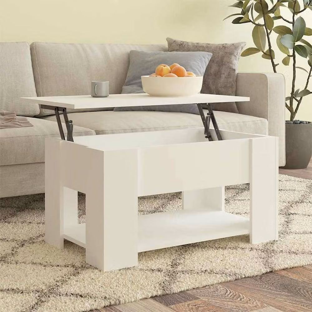 Berkfield Home Modern White Coffee Table with Lift Mechanism, W/D/H: 79 x 49 x 41 cm – 2