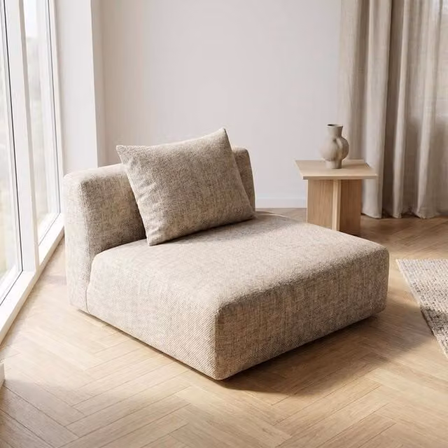 Abakus Direct Tokyo Single Seat Lounge Chair in Taupe Brushed Tweed Fabric