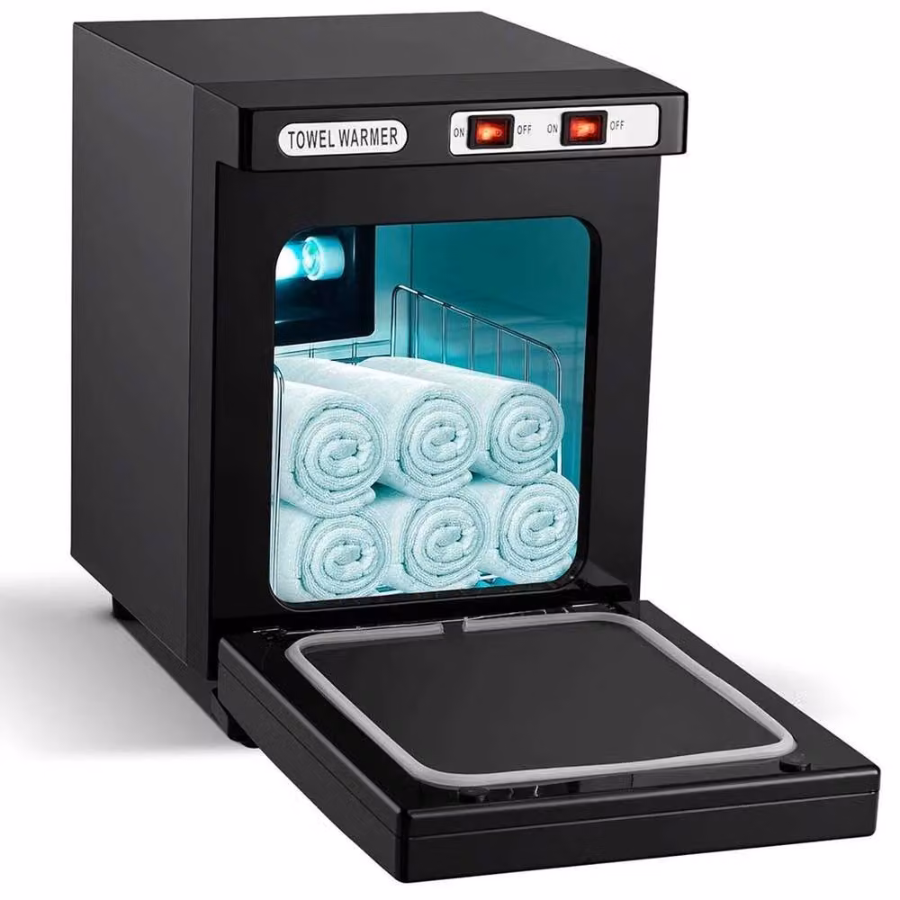 FLAVORA 5L Towel Warmer Cabinet and UV Steriliser Box in Black and Stainless Steel – 6