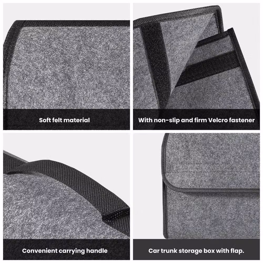 EONLION Foldable Car Trunk Storage Bag with Lid in Grey and Black, W/D/H: 50 x 30 x 15 cm – 5