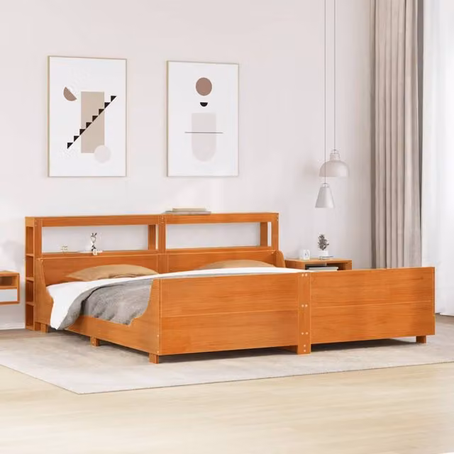 Berkfield Home Super King Solid Wood Pine Bed Frame in Wax Brown, 180 x 200 cm – 1