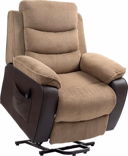 HOMCOM Brown Patchwork Design Oversized Electric Power Lift Recliner Armchair for Seniors