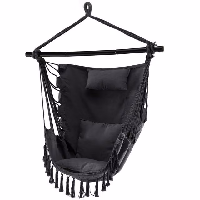 Costway Egg Hanging Hammock Swing Chair with Cushions in Grey