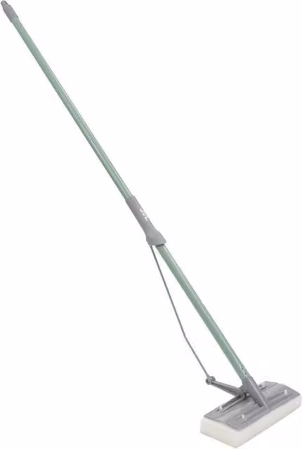 JVL Sponge Floor Mop with Wringer and Wall Mountable Design in Green and Grey – 1