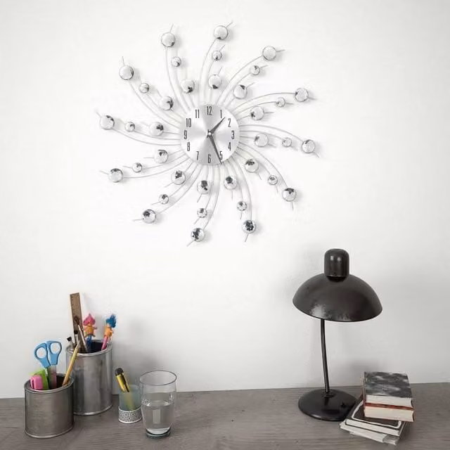 Berkfield Home Modern Silver Wall Clock with Quartz Movement, Diameter: 50 cm