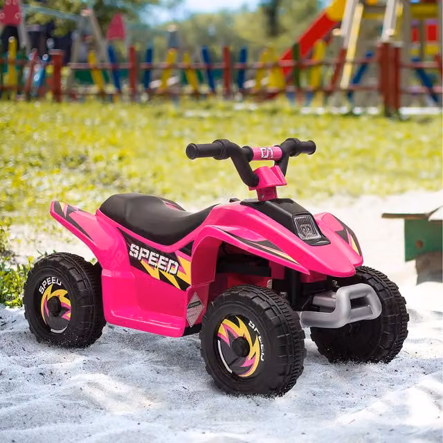HOMCOM Kids Electric Ride on ATV Quad Bike Toy with Rechargeable Battery, Pink