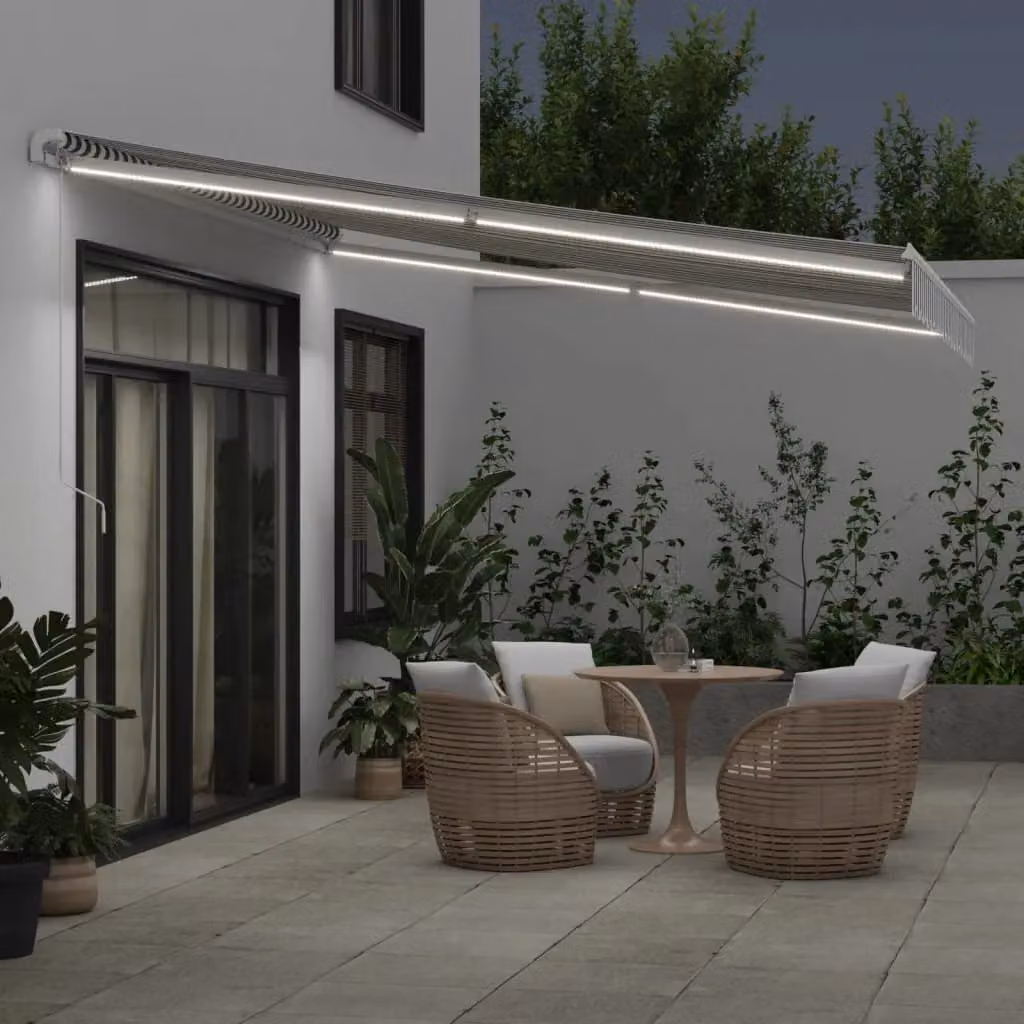 Berkfield Home Manual Retractable Awning with LED, Black and Anthracite, W: 400 cm, D: 300 cm – 3