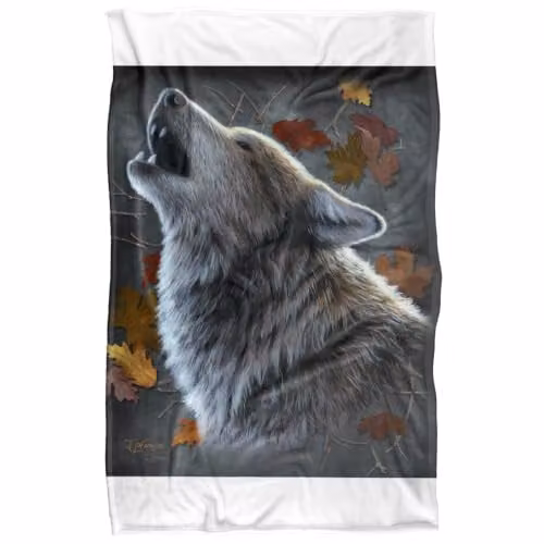 JQ Licensing Howling Wolf Silky Touch Super Soft Fleece Throw Blanket, Multicolour, W/D/H: 91 x 147 cm