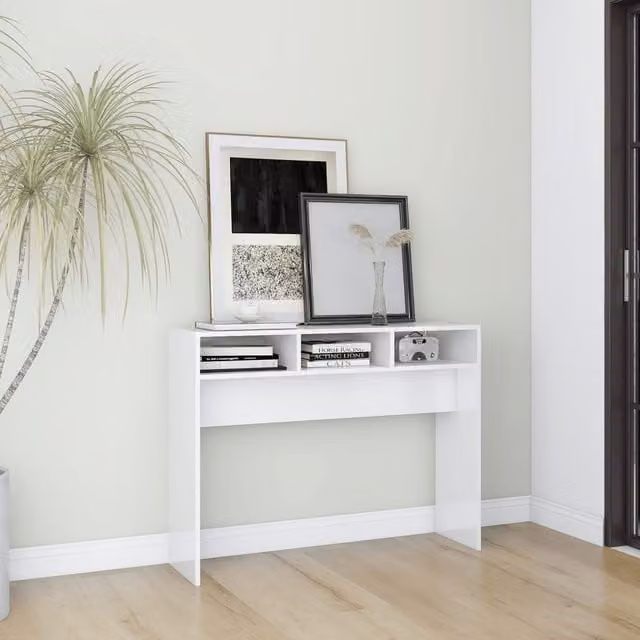 Berkfield Home Modern High Gloss White Console Table W/D/H: 105 x 30 x 80 cm – 1