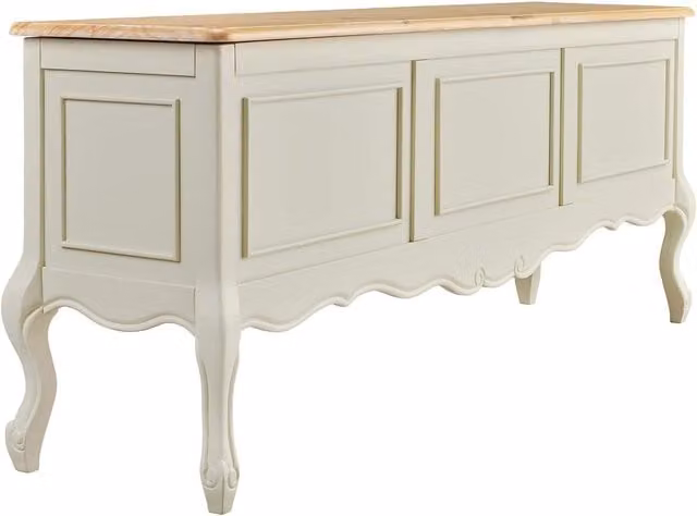 Juliette Large Blanket Box with 3 Compartments in Champagne Beige Lacquered Wood