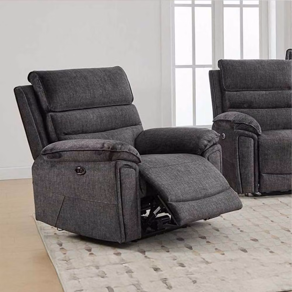 Furnishings For Less UK Sicily 3 Piece Electric Power Recliner Set in Grey Fabric (3+2+1) – 4