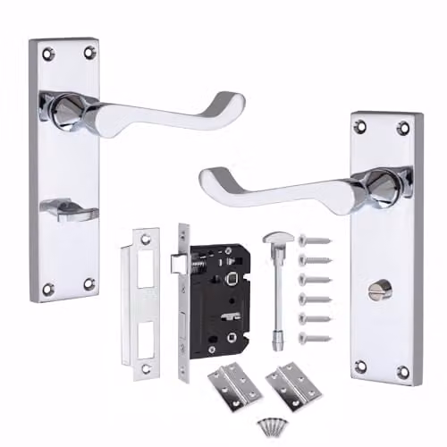 Golden Grace Victorian Scroll Mortise Bathroom Door Handle in Polished Chrome and Zinc, W/D/H: 45.0 x 15.0 x 15.0 cm – 1